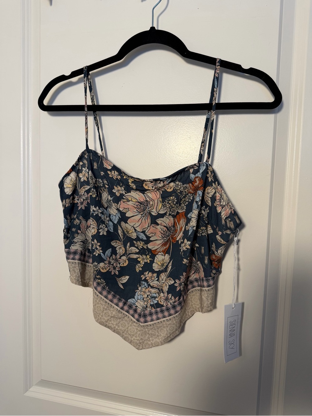 Sienna Sky Floral Spaghetti-Strap Camisole with Cream Trim